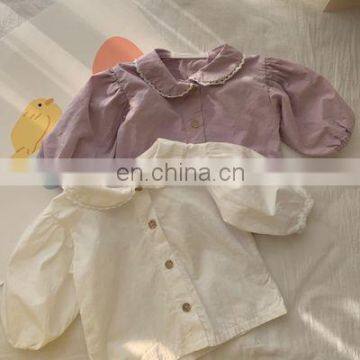 2020 girls baby puff sleeve shirt female baby lapel shirt