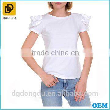 White Dongguan Factory Graments Casual T shirt for Women 2016