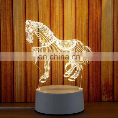 Horse 3d touch table desk lamp 7 color chhanging led night light for decoration