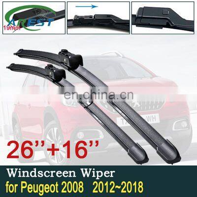 for Peugeot 2008 2012~2018 Car Wiper Blades Front Windscreen Windshield Wipers Car Accessories Stickers 2013 2014 2015 2016 2017