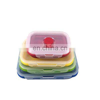 Foldable Silicone Lunch Boxes 4Pcs/Set Food Storage Containers Household Food Fruits Holder Camping Road Trip Portable Houseware