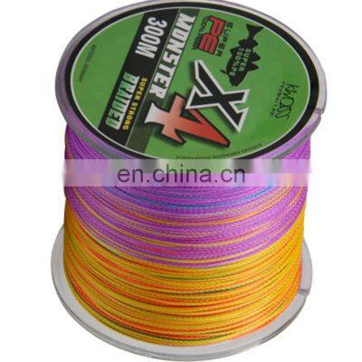 China factory straight hair High strength 4 plait 300 color chain polyethylene spooler polyethylene fishing line