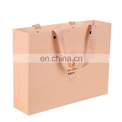 Fashion style custom size printed colour logo shopping jewelry packaging bags wiht ribbon