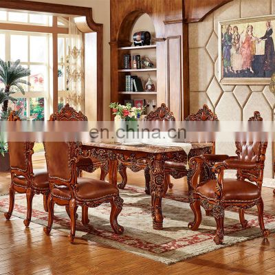 Luxury Classic Marble Dining Room Set 6 8 Seats Antique Wooden Dining Table Sets