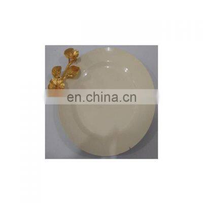 gold orchid round Tray