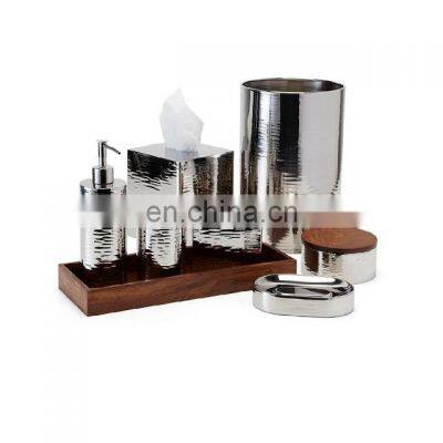 shiny hammered bathroom set