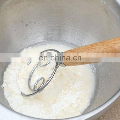 Kitchen Walnut Birch Beech Wooden Handle Bread Stainless Steel Danish Dough Whisk photo-3