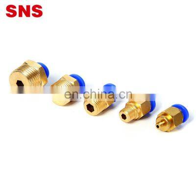 SNS SPC Series Male Thread Straight Brass Push To Connect Air Quick Pneumatic Copper Tube Fitting