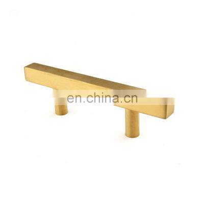Stainless Steel Gold Cabinet Pulls Kitchen Hardware Drawer Pulls Knobs Square T Bar Brushed Brass Cupboard Door Handles photo-5