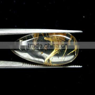 Natural Yellow Rutile Cabs Stone Wire Wrapped Rutile / Smooth Rutile