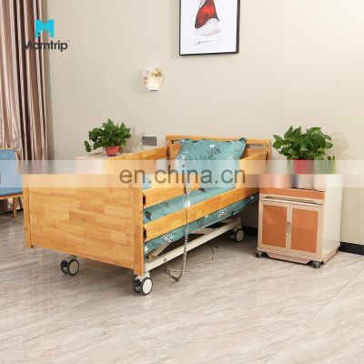 2022 New Product 3 Function Folding Wooden Adjustable Electric Nursing Hospital Bed for Elderly Patient Care