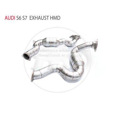 HMD Exhaust System High Flow Performance Downpipe for Audi S6 S7 Car Accessories With Cat Pipe whatsapp008618023549615