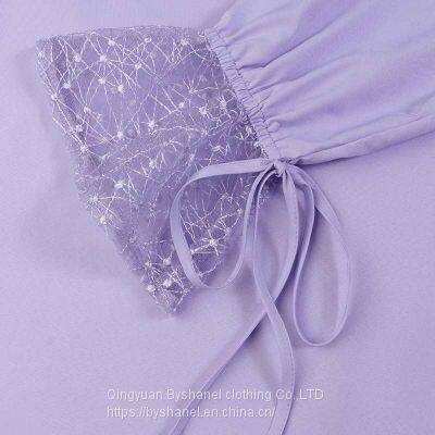 BS-FC503 Abaya Muslim Jilbab Dress Women Stitching Maxi Kaftan Arab Lace Islamic Dress Women's Sundresses With Sleeves photo-5