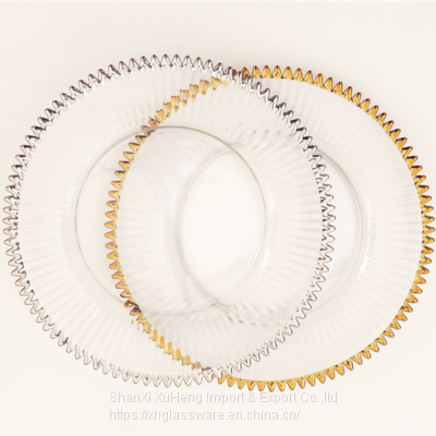 Pretty Design Round Under Clear Glass Beaded Charger Plate With Promotional Price