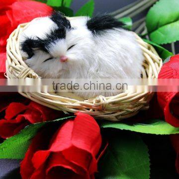Cute Small Sleeping Plush Toy Cat With Long Fur photo-3