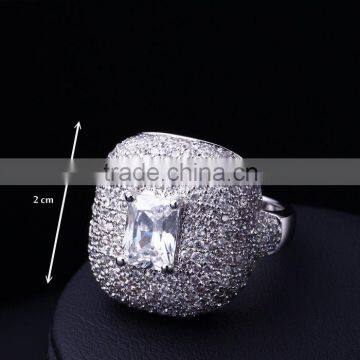 Newest Statement Fashion Pave Setting Cubic Zirconia Chunky Bridal Wedding Ring photo-6