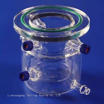 Custom Quartz Glass Reactor With Side Tubes High Temperature Resistance Flange Tube Reactor