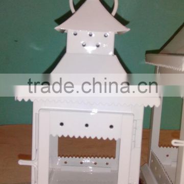 white finish metal candle lantern