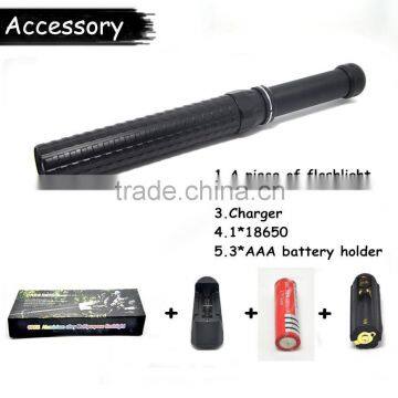 (120440) High Quality 3*AAA/18650 Rechargeable Led Flashlight Torch Police Baton photo-3