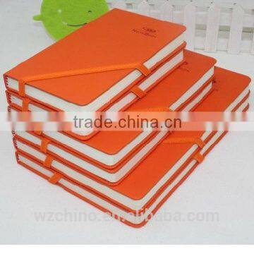 Customed 2016 pu leather notebook with elastic band