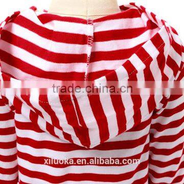 Long Sleeve Red and White Stripe Outfits Wholesale Baby Clothes Cotton Fabric photo-3