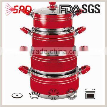 2014 high quality SGS FDA 8 pcs Ceramic cookware induction Casserole set with Stainless Steel Handle