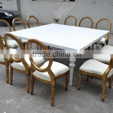 White party table and golden chair furniture XYN274