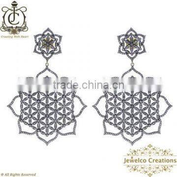 Star Diamond Earring, 14K Gold 925 Sterling Silver Dangle Earrings, Pave Wholesale Designer Jewelry Manufacturer