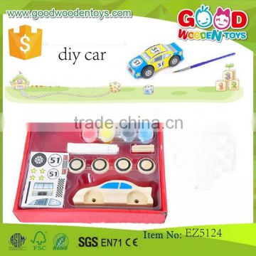 classical item wooden car toys box size 18*18*5 cm OEM intelligence wooden DIY car EZ5124