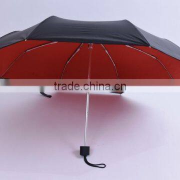 Black coating with 3 Folding umbrella 2015.Double laye