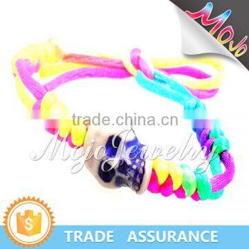 Chinese Manufacturer Custom Design Colorful Rope Skull Bead Bracelets for Sale