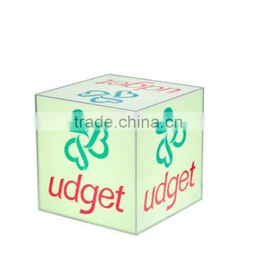 eye-catcher advertising logo acrylic LED sign cube box