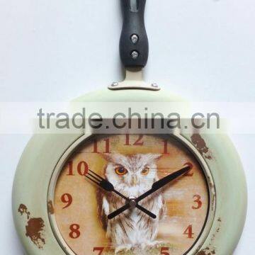 Vintage Pan Kitchen Wall Clock, Country Style Frying Pan Wall Clock