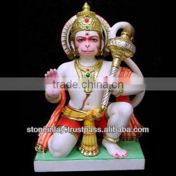 Marble God Hanuman Ji Handicraft Painted Hanuman Ji Sculpture New