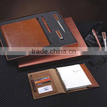 2016 custom pu leather A5 size notebook set corporate promotion gift set