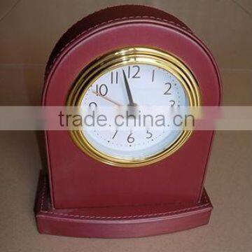 leather hotel room alarm clock, silence hotel leather table clock