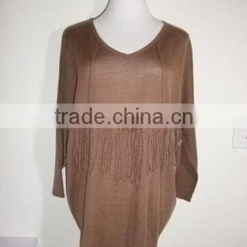 Ladeis knitted Pullover, Sweater with fringe