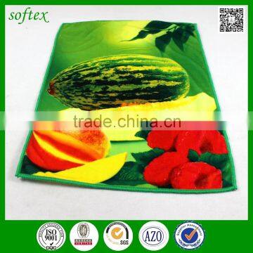 40x60cm 60g microfiber custom tea towel printing with fruit and flower