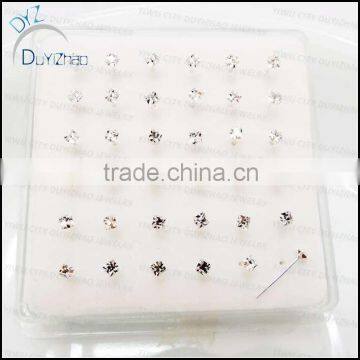 square gemstone 925 sterling silver nose pins