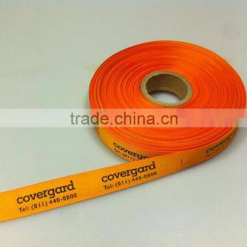 Orange color brand name printed ribbon logo ribbon customized