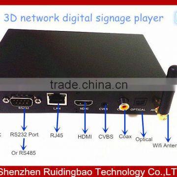 RDB Hot selling Industrial network digital signage player Support 3D,USB3.0. Digital signage player with scheduled play DS009-13