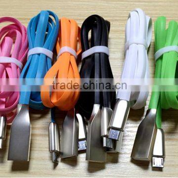 high speed 3ft flat noodle colorful usb cable Zinc alloy usb data cable colored micro for iPhone5/6 usb cable