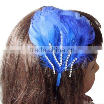 blue feather clip for hair