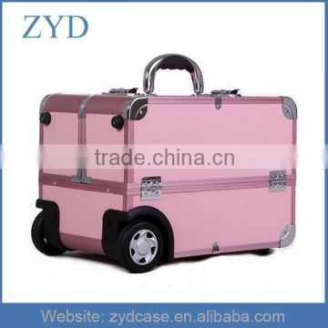 Pink Aluminum Rolling Pro Cosmetic Trolley Case For Nail Beauty ZYD-HZ101502