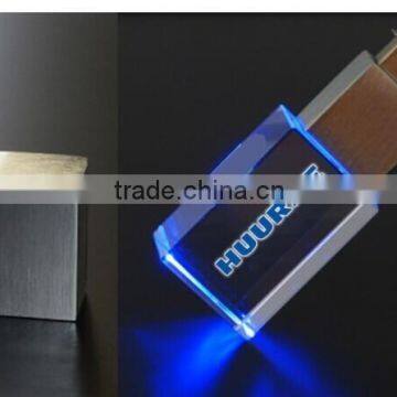 hot selling crystal glass USB flash drive with logo laser inside