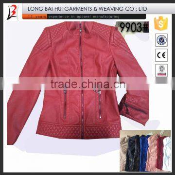 Women 7 colors winter fashion pu jacket stock for south America