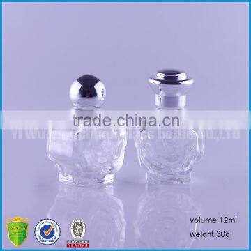 Skull Round Rose Oblate Empty E Liquid Glass Bottles 12ml With Airtingt Aluminum Cap photo-2