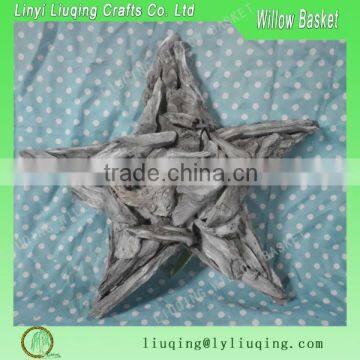 Factory wholesale grey wooden star for garden decoration ornament