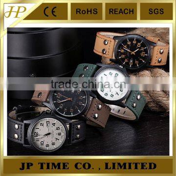 Fashion Leather Band Watches Outdoor Sport Analog Quartz Date Watch Black Matte photo-3