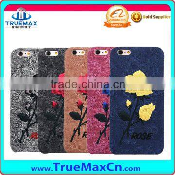 For iPhone6 6S Embroidery Rose Pattern Back Case